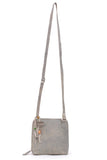 CATWALK COLLECTION HANDBAGS - Women's Small Leather Cross Body Bag / Mini Shoulder Bag with Long Adjustable Strap - LENA - Grey
