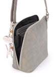 CATWALK COLLECTION HANDBAGS - Women's Small Leather Cross Body Bag / Mini Shoulder Bag with Long Adjustable Strap - LENA - Grey