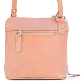 CATWALK COLLECTION HANDBAGS - Women's Small Leather Cross Body Bag / Mini Shoulder Bag with Long Adjustable Strap - LENA - Peach