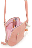 CATWALK COLLECTION HANDBAGS - Women's Small Leather Cross Body Bag / Mini Shoulder Bag with Long Adjustable Strap - LENA - Peach