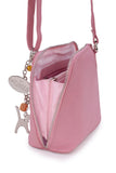 CATWALK COLLECTION HANDBAGS - Women's Small Leather Cross Body Bag / Mini Shoulder Bag with Long Adjustable Strap - LENA - Pink