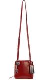 CATWALK COLLECTION HANDBAGS - Women's Small Leather Cross Body Bag / Mini Shoulder Bag with Long Adjustable Strap - LENA - Red