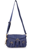 CATWALK COLLECTION HANDBAGS - Ladies Leather Cross Body Bag - Adjustable Shoulder Strap - LOUISA - Blue