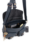 CATWALK COLLECTION HANDBAGS - Ladies Leather Cross Body Bag - Adjustable Shoulder Strap - LOUISA - Navy