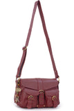 CATWALK COLLECTION HANDBAGS - Ladies Leather Cross Body Bag - Adjustable Shoulder Strap - LOUISA - Red