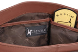 CATWALK COLLECTION HANDBAGS - Ladies Leather Cross Body Bag - Adjustable Shoulder Strap - LOUISA - Tan