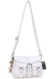 CATWALK COLLECTION HANDBAGS - Ladies Leather Cross Body Bag - Adjustable Shoulder Strap - LOUISA - White