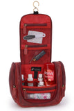 CATWALK COLLECTION HANDBAGS - Ladies Leather Hanging Travel Wash Bag - Cosmetic Make-up Organiser - Toiletry Overnight Bag - MAISIE - Red