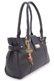 CATWALK COLLECTION HANDBAGS - Women's Leather Top Handle / Shoulder Bag - MARTINA - Black Gold