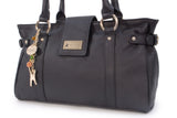 CATWALK COLLECTION HANDBAGS - Women's Leather Top Handle / Shoulder Bag - MARTINA - Black Gold