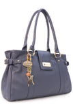 CATWALK COLLECTION HANDBAGS - Women's Leather Top Handle / Shoulder Bag - MARTINA - Navy Gold
