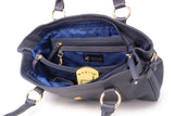 CATWALK COLLECTION HANDBAGS - Women's Leather Top Handle / Shoulder Bag - MARTINA - Navy Gold