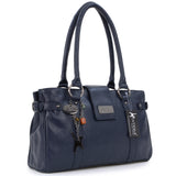 CATWALK COLLECTION HANDBAGS - Women's Leather Top Handle / Shoulder Bag - MARTINA - Dark Blue / Navy