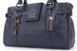 CATWALK COLLECTION HANDBAGS - Women's Leather Top Handle / Shoulder Bag - MARTINA - Dark Blue / Navy
