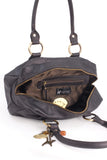 CATWALK COLLECTION HANDBAGS - Women's Leather Top Handle / Shoulder Bag - MEGAN - Dark Brown