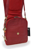 CATWALK COLLECTION HANDBAGS - Women's Leather Cross Body Shoulder Bag - Organiser Messenger with Long Adjustable Strap - METRO - Red