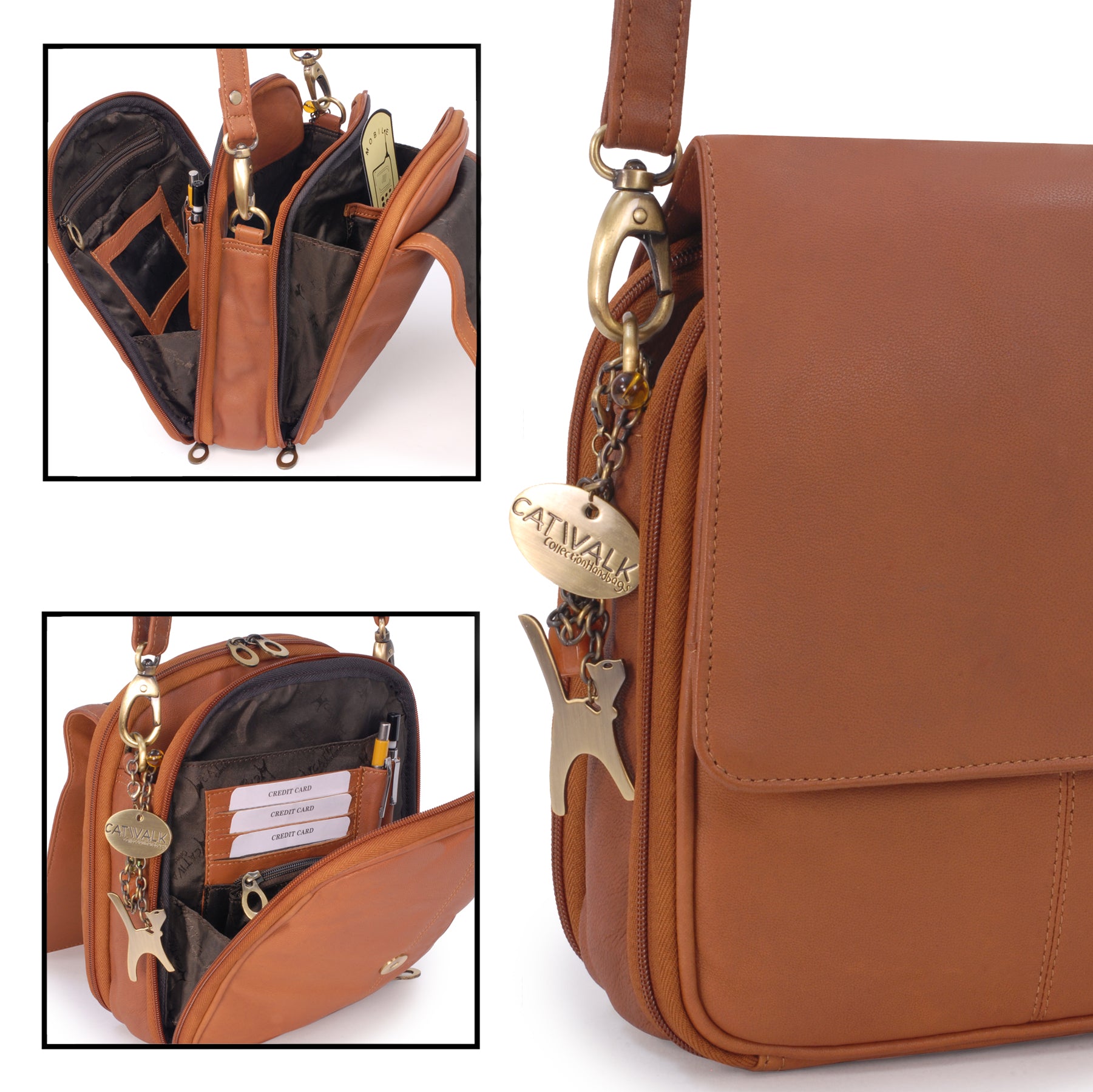 Store Warm cosy brown long strap bag