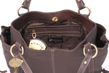 CATWALK COLLECTION HANDBAGS - Women's Soft Leather Top Handle / Slouchy Shoulder Bag - MIA - Mid Brown