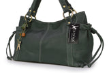 CATWALK COLLECTION HANDBAGS - Women's Soft Leather Top Handle / Slouchy Shoulder Bag - MIA - Green