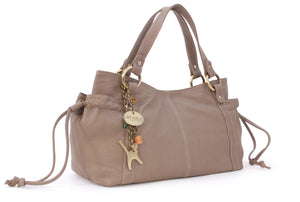 CATWALK COLLECTION HANDBAGS - Women's Soft Leather Top Handle / Slouchy Shoulder Bag - MIA - Grey