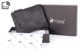 CATWALK COLLECTION HANDBAGS - Ladies Small Embossed Zip Purse with Gift Box - Quality Real Leather RFID Protection - Credit Card and Coin Compartment - MIMI - Black