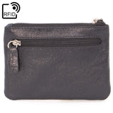 CATWALK COLLECTION HANDBAGS - Ladies Small Embossed Zip Purse with Gift Box - Quality Real Leather RFID Protection - Credit Card and Coin Compartment - MIMI - Black