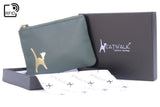 CATWALK COLLECTION HANDBAGS - Ladies Small Embossed Zip Purse with Gift Box - Quality Real Leather RFID Protection - Credit Card and Coin Compartment - MIMI - Green Gold