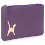 CATWALK COLLECTION HANDBAGS - Ladies Small Embossed Zip Purse with Gift Box - Quality Real Leather RFID Protection - Credit Card and Coin Compartment - MIMI - Purple Gold