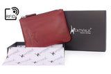 CATWALK COLLECTION HANDBAGS - Ladies Small Embossed Zip Purse with Gift Box - Quality Real Leather RFID Protection - Credit Card and Coin Compartment - MIMI - Red
