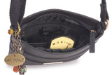 CATWALK COLLECTION HANDBAGS - Ladies Small Leather Cross Body Bag -  Women's Messenger Bag - iPhone / Smartphone - NADINE - Black