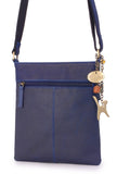 CATWALK COLLECTION HANDBAGS - Ladies Small Leather Cross Body Bag -  Women's Messenger Bag - iPhone / Smartphone - NADINE - Blue