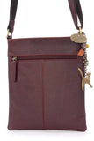 CATWALK COLLECTION HANDBAGS - Ladies Small Leather Cross Body Bag -  Women's Messenger Bag - iPhone / Smartphone - NADINE - Burgundy