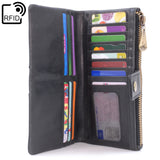 CATWALK COLLECTION HANDBAGS - Ladies Organiser Purse With Gift Box - Real Leather with RFID Protection - 13 Credit Card Wallet With Zip Coin plus a Mobile Phone Compartment - NAOMI - Black - RFID