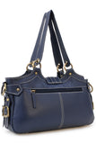 CATWALK COLLECTION HANDBAGS - Women's Leather Top Handle / Shoulder Bag / Cross Body With Extra Detachable Adjustable Strap - NICOLE - Blue