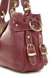 CATWALK COLLECTION HANDBAGS - Women's Leather Top Handle / Shoulder Bag / Cross Body With Extra Detachable Adjustable Strap - NICOLE - Burgundy