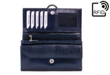 CATWALK COLLECTION HANDBAGS - Ladies Large Organiser Purse with Gift Box - Real Leather with RFID Protection Available - Credit Card Wallet with Zip Coin Compartment - ODETTE - Navy - RFID