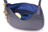 CATWALK COLLECTION HANDBAGS - Women's Quilted Leather Hobo / Shoulder Bag - OLIVIA - OLIVIA - Blue