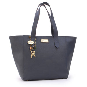 CATWALK COLLECTION HANDBAGS - Women's Large Saffiano Leather Tote / Shopper Shoulder Bag - PALOMA - Blue