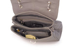 CATWALK COLLECTION HANDBAGS - Women's Vintage Leather Cross Body / Top Handle Bag with Detachable Shoulder Strap - PANDORA - Grey