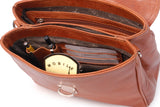 CATWALK COLLECTION HANDBAGS - Women's Vintage Leather Cross Body / Top Handle Bag with Detachable Shoulder Strap - PANDORA - Tan