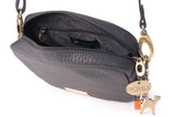 CATWALK COLLECTION HANDBAGS - Ladies Small Leather Cross Body Bag -  Women's Messenger Bag - POLLY - Black CC