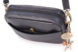 CATWALK COLLECTION HANDBAGS - Ladies Small Leather Cross Body Bag -  Women's Messenger Bag - POLLY - Black