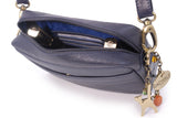 CATWALK COLLECTION HANDBAGS - Ladies Small Leather Cross Body Bag -  Women's Messenger Bag - POLLY - Blue
