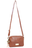 CATWALK COLLECTION HANDBAGS - Ladies Small Leather Cross Body Bag -  Women's Messenger Bag - POLLY - Tan