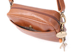 CATWALK COLLECTION HANDBAGS - Ladies Small Leather Cross Body Bag -  Women's Messenger Bag - POLLY - Tan
