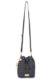 CATWALK COLLECTION HANDBAGS - Women's Leather Drawstring Crossbody Bag - Adjustable Shoulder Strap - ROCHELLE - Black
