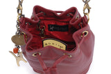 CATWALK COLLECTION HANDBAGS - Women's Leather Drawstring Crossbody Bag - Adjustable Shoulder Strap - ROCHELLE - Red