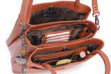 CATWALK COLLECTION HANDBAGS - Women's Leather Shoulder Bag - Tote - Adjustable, Detachable Crossbody Strap - ROSALINE - Tan