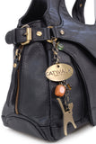 CATWALK COLLECTION HANDBAGS - Women's Leather Top Handle / Shoulder Bag - ROXANNA - Black