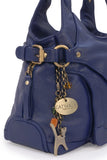 CATWALK COLLECTION HANDBAGS - Women's Leather Top Handle / Shoulder Bag - ROXANNA - Blue